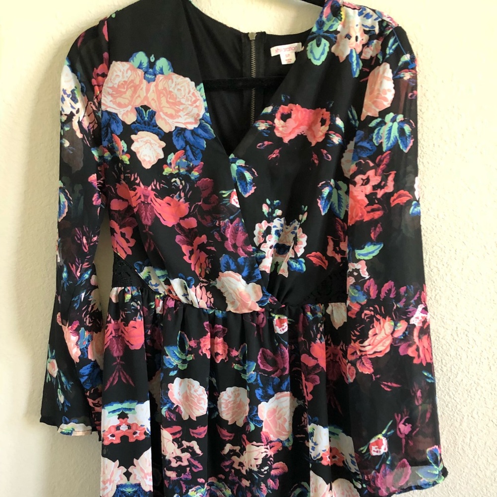Colorful floral crepe dress